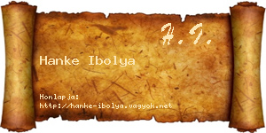 Hanke Ibolya névjegykártya